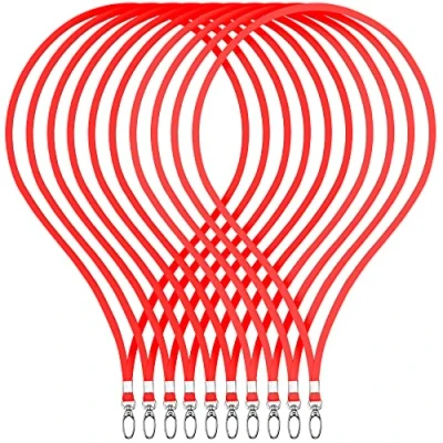 Abbildung von WEBBOMB 10 Stück Schlüsselband Lanyard 360 Umhängeband 5 Farben edel glänzend mit Karabiner für Zugangskarten Ausweishalter Büro ID Karte Fahrkartenhülle Schlüsselbänder Handy Band (rot)