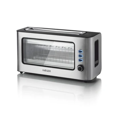Abbildung von HAEGER Fenster Toaster 1 extra breite Öffnung, 1000 W, 6 Temperaturen, Edelstahl