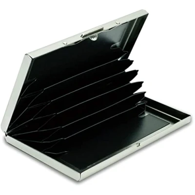 Abbildung von MyGadget Kartenetui Aluminium Geldbörse RFID &amp; NFC Schutz für 6 EC Karten Kreditkarten Kreditkartenetui Slim Wallet Card Holder Damen, Herren Silber