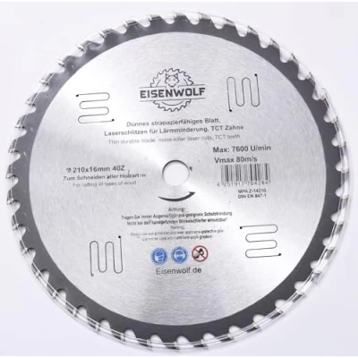 Abbildung von 210x 16mm 40 Zähne Sägeblatt, Kreissägeblatt für Holz