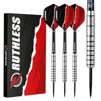 Abbildung von RUTHLESS Ranger III Professionelles Dart Set mit Wolfram Stahlspitze, 24 g und 26 g, Flights Schäften (24 g)