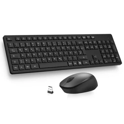 Abbildung von LeadsaiL K786 Tastatur Maus Set Kabellose, und Maus, QWERTZ Deutsches Layout Funktastatur mit Flüsterleiser Tastenanschlag, 2.4 GHz 2 in 1 USB Nano Empfänger für PC/Laptop