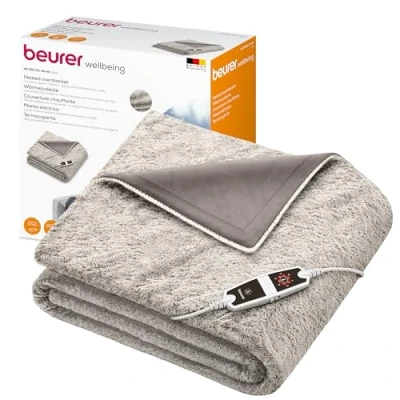 Abbildung von Beurer HD 150 XXL Nordic Heizdecke, elektrische Wärmedecke mit Abschaltautomatik, 200 x cm, 6 Temperaturstufen, maschinenwaschbar, Kuscheldecke in Felloptik,Taupe