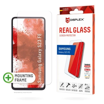 Abbildung von Samsung Galaxy S23 FE Panzerglas Displex Real Glass 2D Bildschirmschutzfolie Full Cover für das Transparent