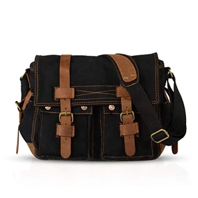 Abbildung von FANDARE Unisex Umhängetasche/Laptoptasche 14 Zoll für Arbeit Herren Messenger Bag Schultertasche Multifunktions Reise Canvas Schwarz