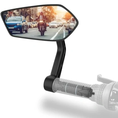 Abbildung von Xcelenze Fahrradspiegel extra große Spiegelfläche schlagfestes Echtglas für Lenker ebike Rückspiegel Fahrrad Spiegel e bike Fahrradrückspiegel (links Lenkerende RM12e)