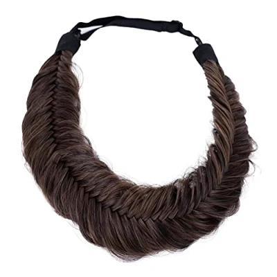 Abbildung von CAISHA Fischgrätenzopf Zopf Haarteil Haarband Stirnband Haarschmuck Geflochten Braun Mix HZ301