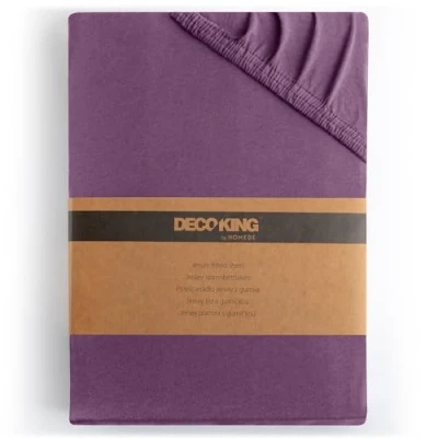 Abbildung von DecoKing Spannbettlaken 120x200 140x200 cm 100% gekämmte Baumwolle Pflaume Violett Spannbetttücher Jersey Boxspringbett Amber 120 x 200 140
