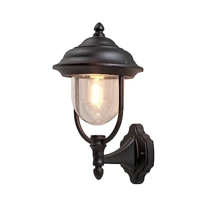 Abbildung von Konstsmide Parma 7223 750 Wandleuchte / B: 24cm T: 26cm H: 43cm 1x75W IP43 lackiertes Aluminium matt schwarz