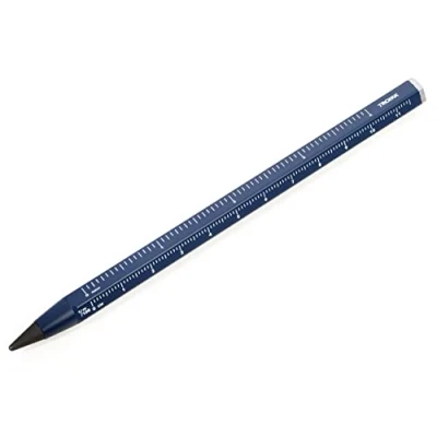 Abbildung von Troika Multitasking Bleistift mit nachhaltiger Endlos Schreibspitze aus Aluminium und Metall, Blau, austauschbar, radierbar, Zentimeter /Zoll Lineal, Größe: 147 x 10 mm, PEN20/DB