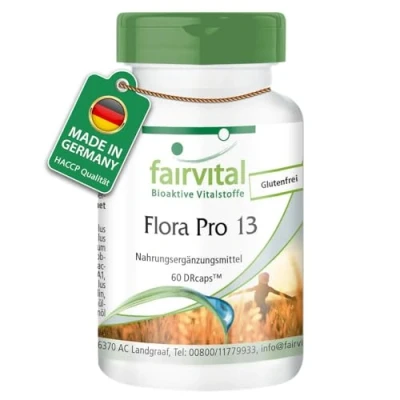 Abbildung von Fairvital Flora pro 13 60 Kapseln HOCHDOSIERT Bakterienstämme &amp; 41,5 Milliarden Kulturen Kapsel