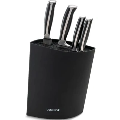 Abbildung von Coninx Messerblock ohne Messer Schwarz Moderner mit flexiblen Lamellen Universal Messerhalter Stilvoller Knife Block unbestückt Erleichtert die Messeraufbewahrung