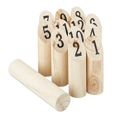 Abbildung von Relaxdays Kubb Wikingerspiel, skandinavisches Wurfspiel, naturbelassenes Holz, Outdoorspiel Erwachsene u. Kinder, natur, 5 x 22,5 cm