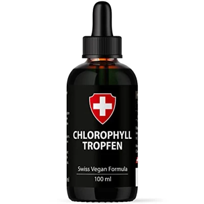 Abbildung von Chlorophyll flüssig aus Alfalfa, 100ml flüssiges mit 200mg Liquid je Tagesdosis, Tropfen sind eine Alternative zu Tabletten