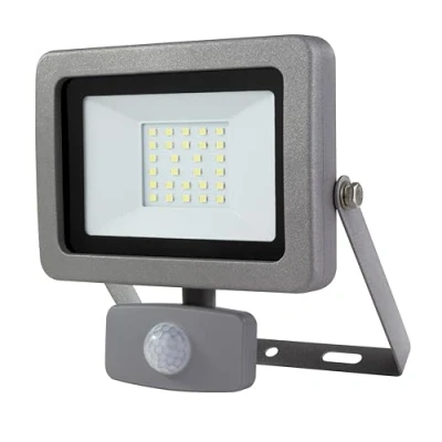 Abbildung von REV Außenlampe mit Bewegungsmelder FLARE Wandlampe IP44, LED Lampe 10W, 900 Lumen, 6500K, Erfassungswinkel 120 auf 9m, silber
