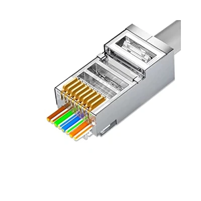 Abbildung von VIVOCH 50 Pcs Cat6 RJ45 Pass Through Connectors, Plugs, Metal Shielded Ends FTP 8P8C Modular Network Plug Connector