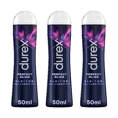 Abbildung von Durex Play Perfect Glide Gleitgel auf Silikonbasis Seidig glattes Gleitmittel für langanhaltenden Spaß in der praktischen Dosierflasche, (3 x 50 ml), 150 ml