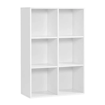 Abbildung von VASAGLE Bücherschrank, Bücherregal, mit 6 Fächern, Büroregal, Würfelregal, Standregal, für Wohnzimmer, Schlafzimmer, Büro, Kinderzimmer, weiß LBC203D