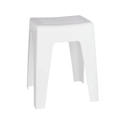 Abbildung von WENKO Badhocker Kumba, hochwertiger Hocker in modernem Design aus Kunststoff Schwerer Qualität, Sitzhocker belastbar bis 120 kg, ideal für Badezimmer und Gäste WC (B x H T) 38 47 32 cm, Weiß