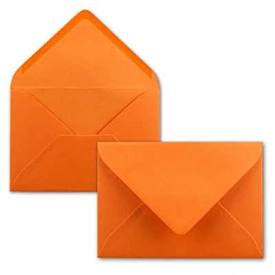 Abbildung von 25 Brief Umschläge Orange DIN C6 114 x 162 mm Kuverts mit Nassklebung ohne Fenster für Gruß Karten &amp; Einladungen FarbenFroh by GUSTAV NEUSER