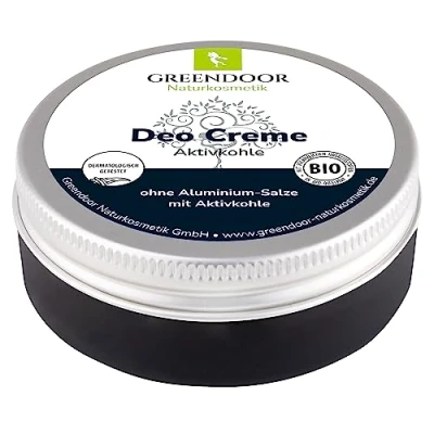 Abbildung von GREENDOOR Deo Creme mit Aktivkohle 50ml BLACK POWER, Natur Deodorant natürlich ohne Aluminium Salze Alkohol Tierversuche, vegan, Aloe Vera Naturkosmetik, Bio Babassu, Deocreme Cremedeo sensitiv
