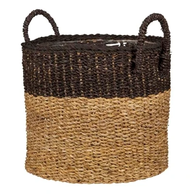 Abbildung von Scheurich Seegras 27, Korbgefäß/Korb Pflanzgefäß/Korbtopf mit Griffen aus Farbe: Nut Brown, 28 cm Durchmesser, 24 hoch, 13,1 l Vol.
