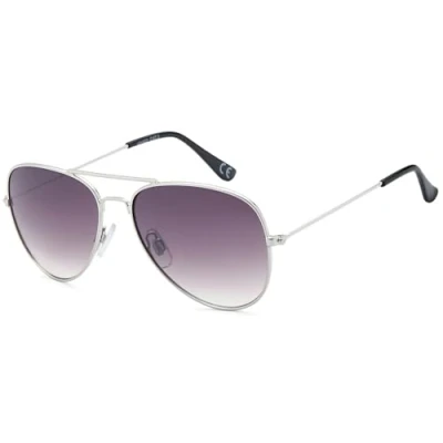 Abbildung von styleBREAKER Kinder Pilotenbrille mit Edelstahl Metall Gestell, verspiegelt oder getönt, Fliegerbrille, Sonnenbrille 09020059, Farbe:Gestell Silber/Glas Grau Verlauf