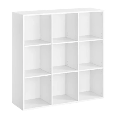 Abbildung von VASAGLE Bücherschrank, Bücherregal, mit 9 Fächern, Büroregal, Würfelregal, Standregal, für Wohnzimmer, Schlafzimmer, Büro, Kinderzimmer, weiß LBC177W01