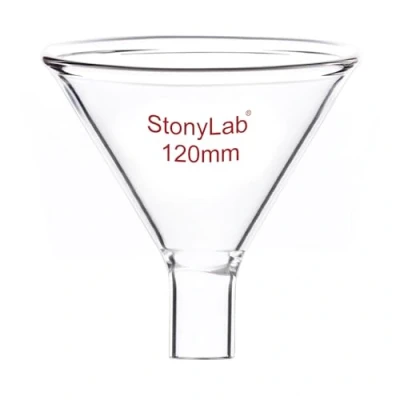 Abbildung von stonylab Glas Pulvertrichter, Heavy Wall Borosilikatglas Funnel Kurzer Stiel mit 120 mm oberem Durchmesser und 22 Vorbau Länge