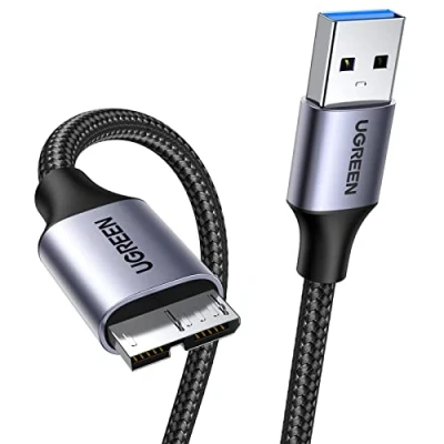 Abbildung von UGREEN USB 3.0 Micro B Kabel Stecker auf Datenkabel für externe Festplatten Seagate, Toshiba Canvio, Western Digital (WD), My Passport, Galaxy S5, Note 3/ Pro 12.2 usw. (0.5m)