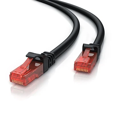 Abbildung von 5m Netzwerkkabel RJ45 Ethernet Gigabit LAN Kabel 10 100 1000Mbit s Patchkabel kompatibel zu Cat 5 6 7 8 Switch Router Modem Patchpannel Access Point Patchfelder schwarz