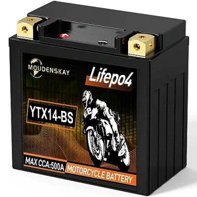 Abbildung von MOUDENSKAY Lithium Motorrad Batterie 12V Powersports mit BMS (YTX14 BS 12.8V 8Ah 500CCA) LiFePO4 Starterbatterien für Motorräder, ATV, UTV, Wasserfahrzeuge, etc