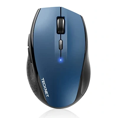 Abbildung von TECKNET Bluetooth Maus, 3200 DPI Kabellose 24 Monate Batterielebensdauer, Maus kabellos Mouse 6 Verstellbare Level, Funk mit Batterieanzeige für PC Mac (Himmelblau)
