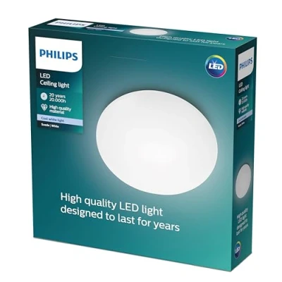 Abbildung von Philips Suede LED Deckenleuchte, 12 Watt, 4000 Kelvin, kühlweißes Tageslicht, weiß