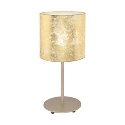 Abbildung von Eglo 97646 Tischleuchte VISERBELLA Stahl champagner, Textil gold E27 1X60W Ø18cm H:40cm mit Kabelschalter