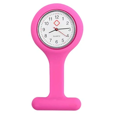Abbildung von TRIXES Taschenuhr Uhr für Krankenschwestern Silikon mit Anstecknadel Pink