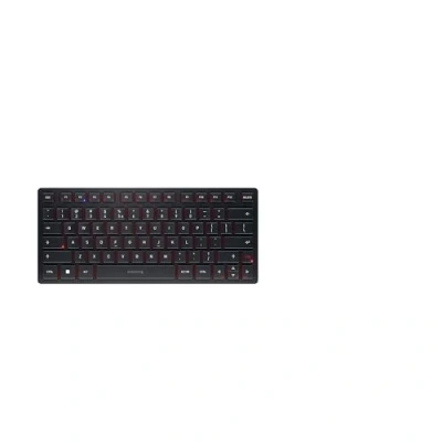 Abbildung von CHERRY KW 9200 MINI, Kompakte Multi Device Tastatur für bis zu 4 Geräte, EU Layout (QWERTY), Bluetooth, 2,4 GHz oder Kabel, Wiederaufladbar, Schwarz