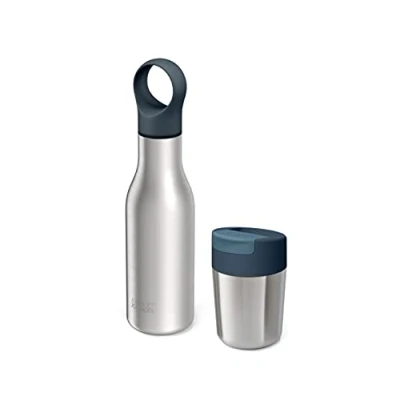 Abbildung von Joseph 81129 Refill Reuse Repeat Zweiteiliges Set aus Reisebecher und Flasche, Stainless steel