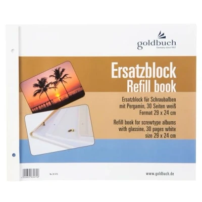 Abbildung von goldbuch 83075 Ersatzblock für Schraubalbum, 30 weiße Seiten mit Pergamin Trennblättern, Passend Foto Album einer Größe von x 25 cm, Nachfüll Pack Fotoalben