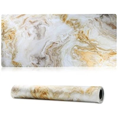 Abbildung von Jahosin Großes Gaming Mauspad mit genähten Kanten,[70x30cm] Erweitertes Rutschfester Naturkautschukbasis für Gamer/Desktop/Büro/Home(70x30 Marble)