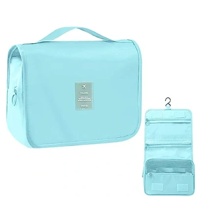Abbildung von MEIJMJIA Zum Aufhängen Kulturbeutel Reise Kulturtasche Kosmetiktasche, Wasserdicht Waschtasche Kulturtasche, Tasche für Geschäftsreisen, Reisen, Fitnessstudio, Camping (Blau)