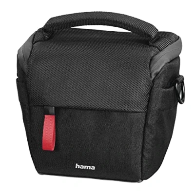 Abbildung von Hama Kameratasche &quot;Matera&quot; 100 Colt (kompakte Fototasche für Gürtelschlaufe, Colttasche Digitalkamera und Zubehör, Umhängetasche mit Schultergurt Zubehörfächern, recyceltes PET) schwarz
