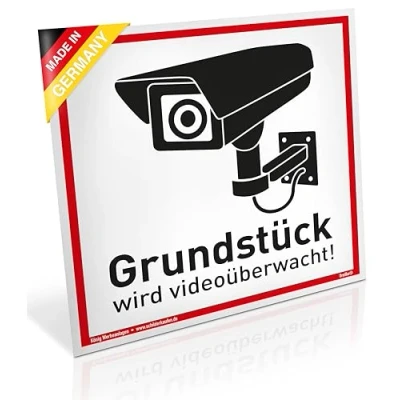 Abbildung von Schild Grundstück wird videoüberwacht! Alu 20 x cm stabiles mit UV Schutz weiß Videoüberwachung Kameraüberwachung Kameraüberwacht Dreifke®