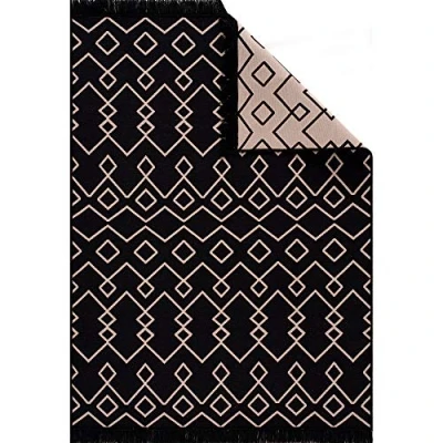 Abbildung von Fashion4Home Teppich Läufer Tepiche für Wohnzimmer, Schlafzimmer, Küche, Kinderzimmer, Badezimmer Boho Kelim Teppiche Flur Schwarz Beige, Größe: 120x170 cm