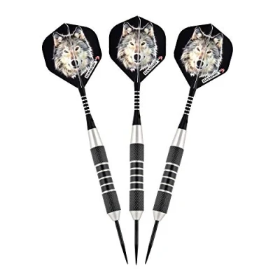 Abbildung von Elkadart Unisex Adult Lone Wolf Steel Tip Darts with Storage/Travel Case, 23 Grams Stahl Spitze, Grau, Gramm