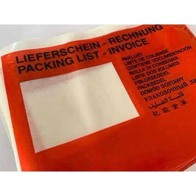 Abbildung von umschlag discount rote Versandtaschen aus Folie für Lieferscheine, Rechnungen, Retourenscheine &amp; Co 250 Stück selbstklebende Lieferscheintaschen in C5 = 240 x 180 mm