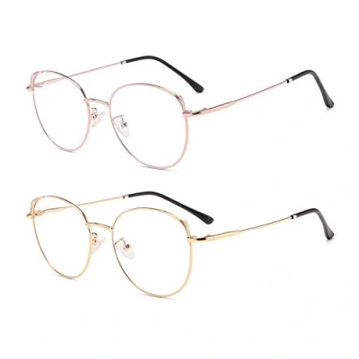 Abbildung von Dollger Blaulichtfilter Brille Anti Blaulicht Computerbrille Katzenauge ohne sehstärke Metallgestell Pc Gaming Bluelight Filter Uv Blockieren Blaue Licht Glasses Damen RoséGold+Gold