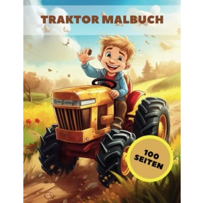 Abbildung von Traktor Malbuch: Landwirtschaftliche Fahrzeuge für Kinder Anfänger groß und einfach Bilder niedlichen Bauernhof
