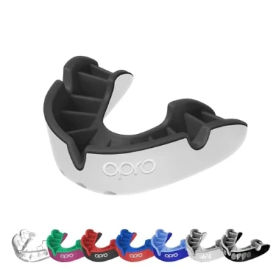 Abbildung von OPRO Mundschutz Silber Level Zahnschutz für Boxen, Kampfsport, MMA, Erwachsene &amp; Kinder Selbstanpassende Schiene Hockey, Kickboxen, Rugby Essenzielle Passform Mit zahnärztlicher Garantie