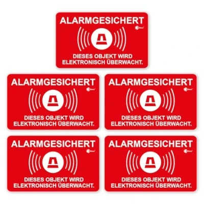 Abbildung von iSecur 5 Alarm gesichert Aufkleber XL I 16,7 x 10 cm außenklebend UV + wetterfest Hinweis Achtung Anlage hin_077